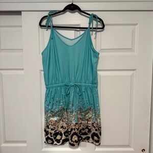 Teal Adjustable Straps Tank Top Dress